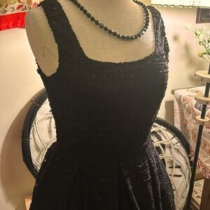 All black lace with tulle underskirt little black dress Soprano M